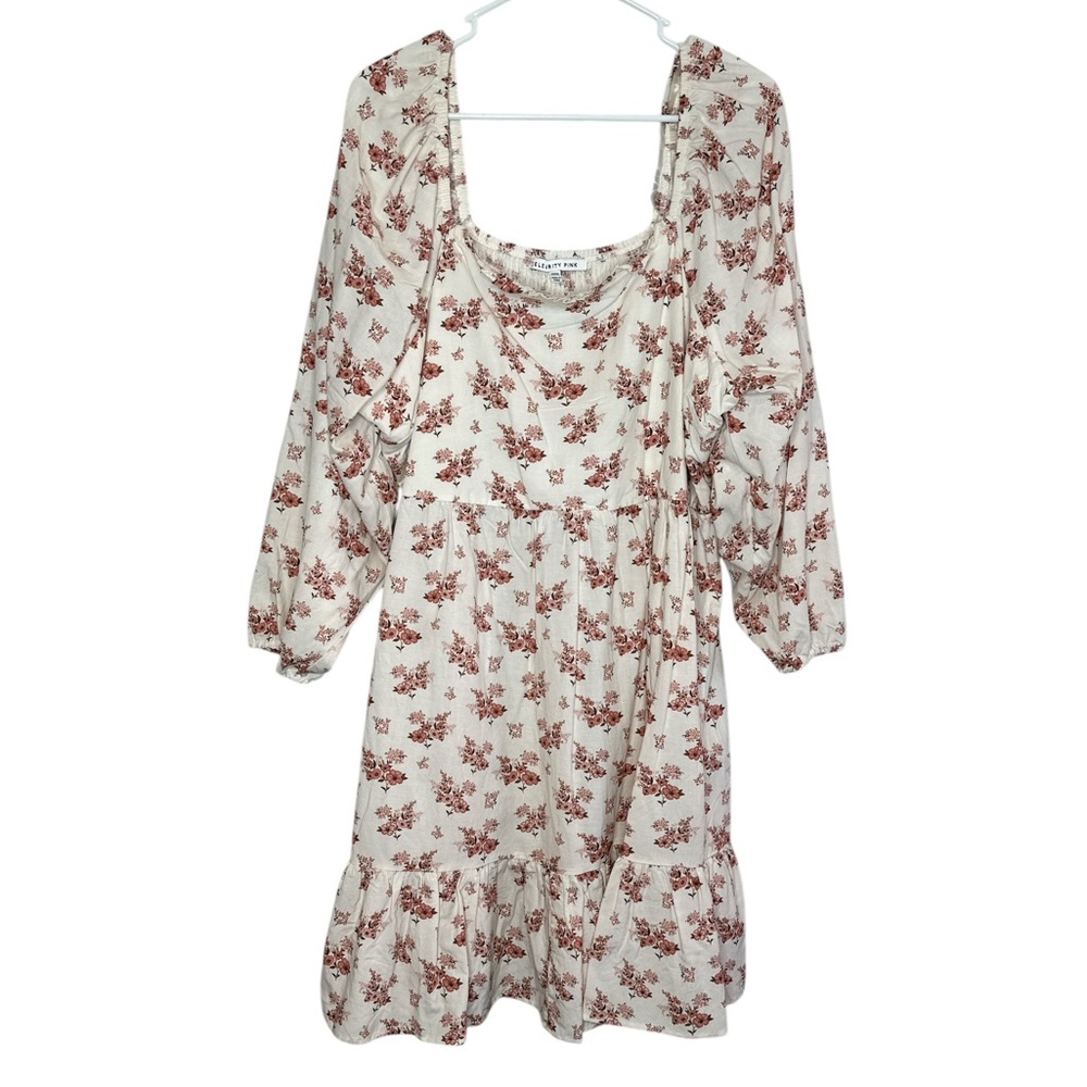 Celebrity Pink Women's Floral Print Long Puff Sleeve Mini Dress XXXL